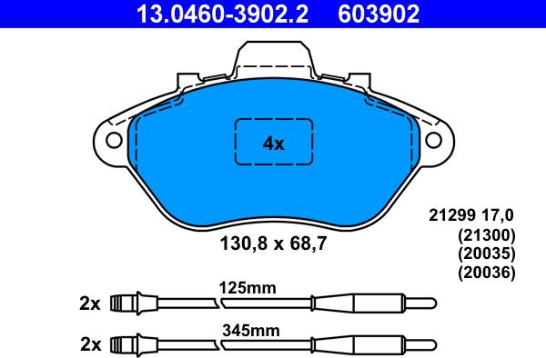 ATE 13.0460-3902.2 - Kit pastiglie freno, Freno a disco autozon.pro