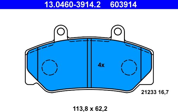 ATE 13.0460-3914.2 - Kit pastiglie freno, Freno a disco autozon.pro