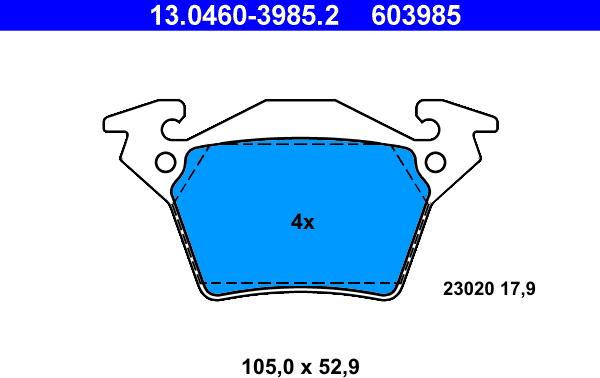 ATE 13.0460-3985.2 - Kit pastiglie freno, Freno a disco autozon.pro