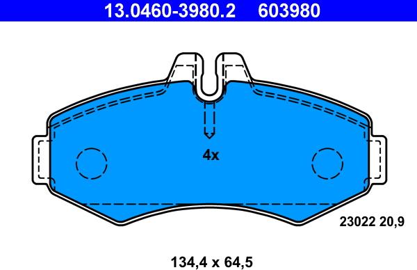 ATE 13.0460-3980.2 - Kit pastiglie freno, Freno a disco autozon.pro