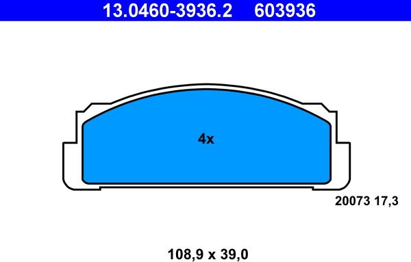 ATE 13.0460-3936.2 - Kit pastiglie freno, Freno a disco autozon.pro