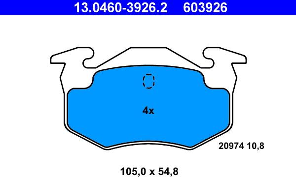 ATE 13.0460-3926.2 - Kit pastiglie freno, Freno a disco autozon.pro