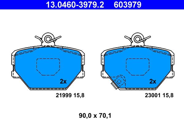 ATE 13.0460-3979.2 - Kit pastiglie freno, Freno a disco autozon.pro