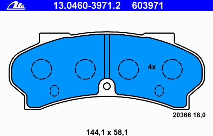 ATE 13.0460-3971.2 - Kit pastiglie freno, Freno a disco autozon.pro