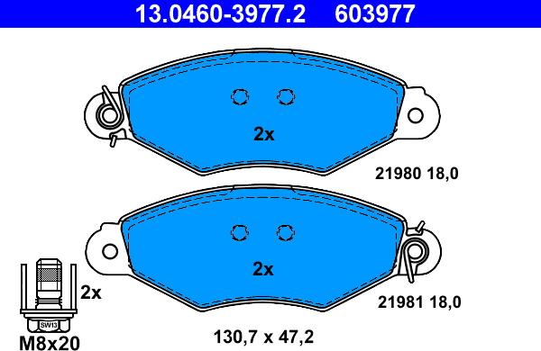 ATE 13.0460-3977.2 - Kit pastiglie freno, Freno a disco autozon.pro