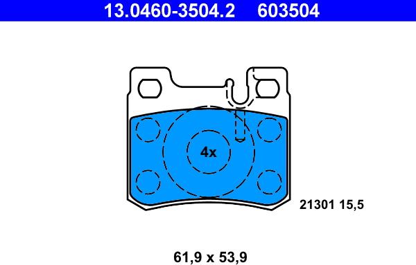 ATE 13.0460-3504.2 - Kit pastiglie freno, Freno a disco autozon.pro