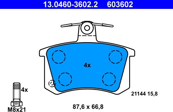 ATE 13.0460-3602.2 - Kit pastiglie freno, Freno a disco autozon.pro