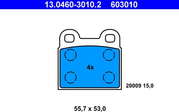 ATE 13.0460-3010.2 - Kit pastiglie freno, Freno a disco autozon.pro