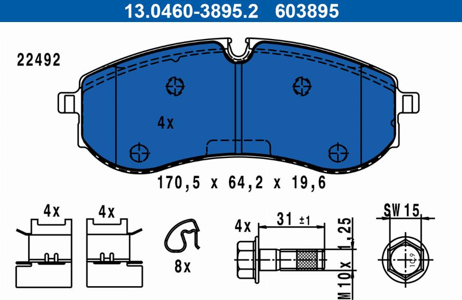 ATE 13.0460-3895.2 - Kit pastiglie freno, Freno a disco autozon.pro