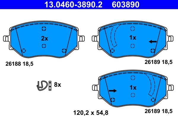 ATE 13.0460-3890.2 - Kit pastiglie freno, Freno a disco autozon.pro