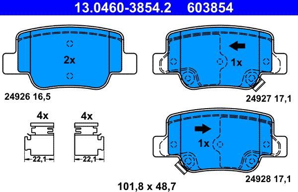 ATE 13.0460-3854.2 - Kit pastiglie freno, Freno a disco autozon.pro