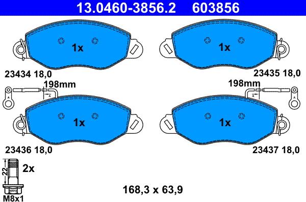 ATE 13.0460-3856.2 - Kit pastiglie freno, Freno a disco autozon.pro