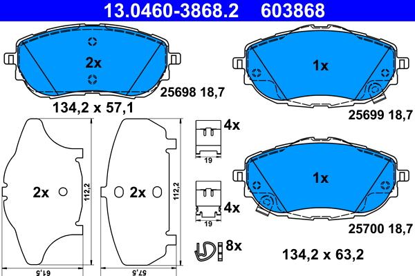 ATE 13.0460-3868.2 - Kit pastiglie freno, Freno a disco autozon.pro