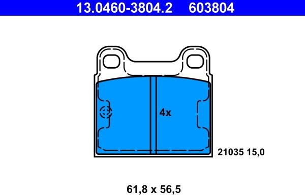 ATE 13.0460-3804.2 - Kit pastiglie freno, Freno a disco autozon.pro