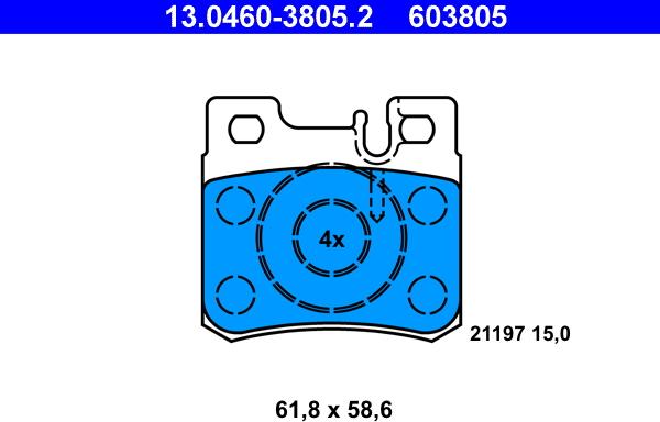 ATE 13.0460-3805.2 - Kit pastiglie freno, Freno a disco autozon.pro