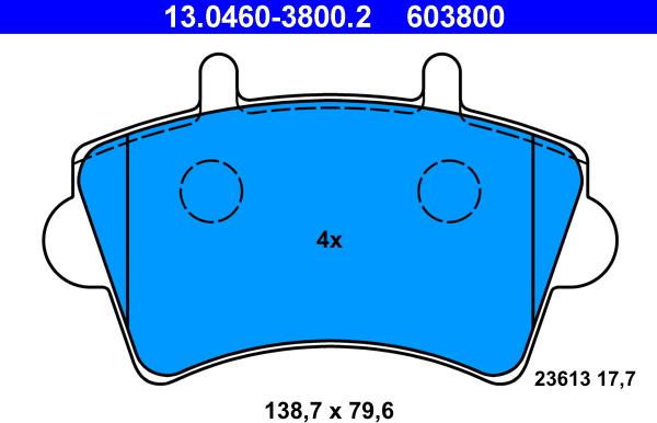 ATE 13.0460-3800.2 - Kit pastiglie freno, Freno a disco autozon.pro