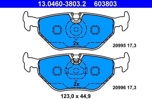 ATE 13.0460-3803.2 - Kit pastiglie freno, Freno a disco autozon.pro