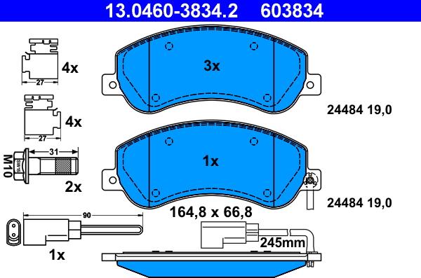 ATE 13.0460-3834.2 - Kit pastiglie freno, Freno a disco autozon.pro