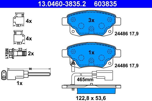 ATE 13.0460-3835.2 - Kit pastiglie freno, Freno a disco autozon.pro