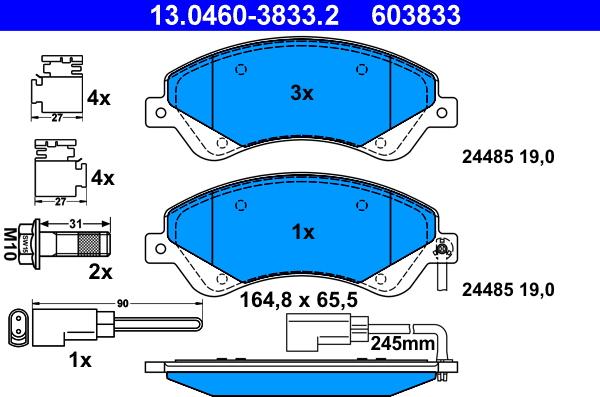 ATE 13.0460-3833.2 - Kit pastiglie freno, Freno a disco autozon.pro