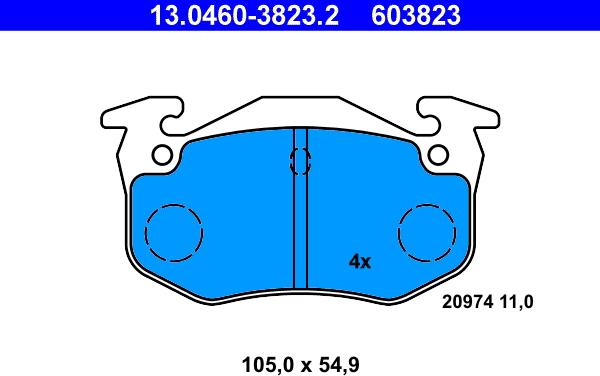 ATE 13.0460-3823.2 - Kit pastiglie freno, Freno a disco autozon.pro