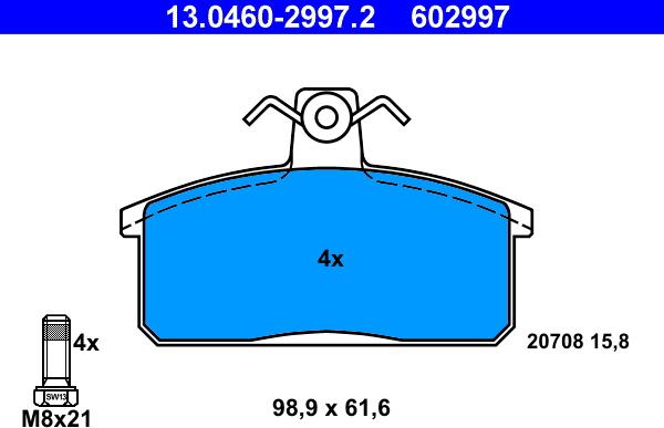 ATE 13.0460-2997.2 - Kit pastiglie freno, Freno a disco autozon.pro