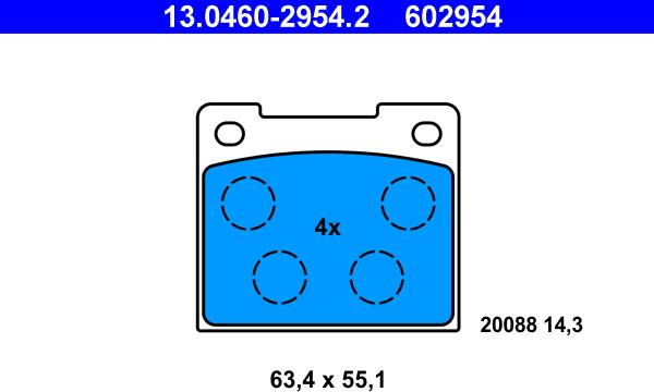 ATE 13.0460-2954.2 - Kit pastiglie freno, Freno a disco autozon.pro