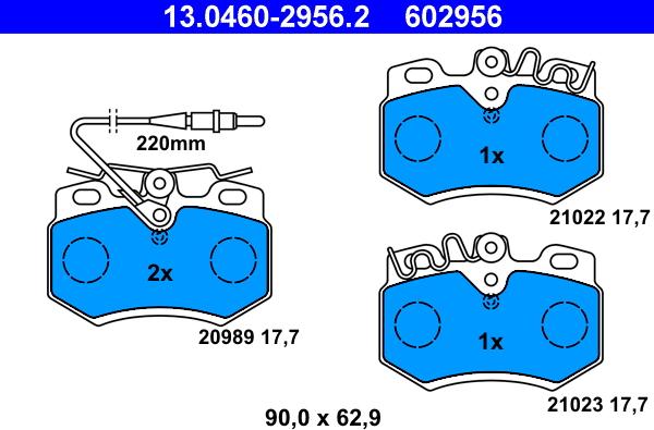 ATE 13.0460-2956.2 - Kit pastiglie freno, Freno a disco autozon.pro