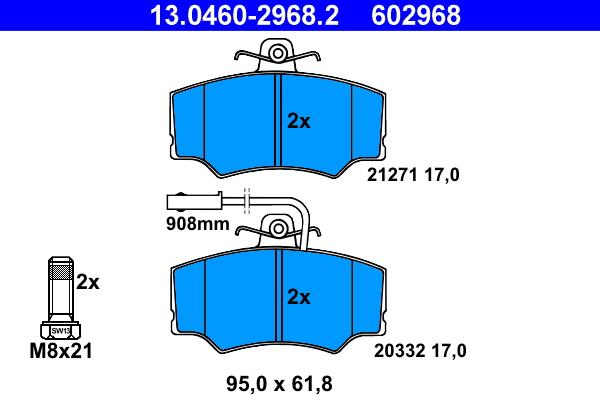 ATE 13.0460-2968.2 - Kit pastiglie freno, Freno a disco autozon.pro