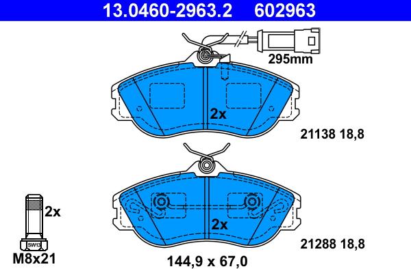 ATE 13.0460-2963.2 - Kit pastiglie freno, Freno a disco autozon.pro