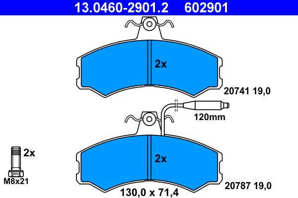 ATE 13.0460-2901.2 - Kit pastiglie freno, Freno a disco autozon.pro