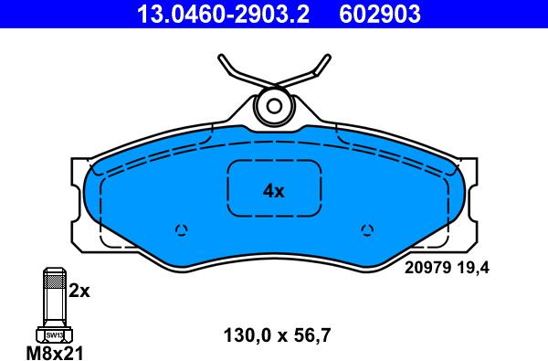 ATE 13.0460-2903.2 - Kit pastiglie freno, Freno a disco autozon.pro