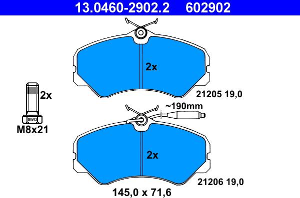 ATE 13.0460-2902.2 - Kit pastiglie freno, Freno a disco autozon.pro