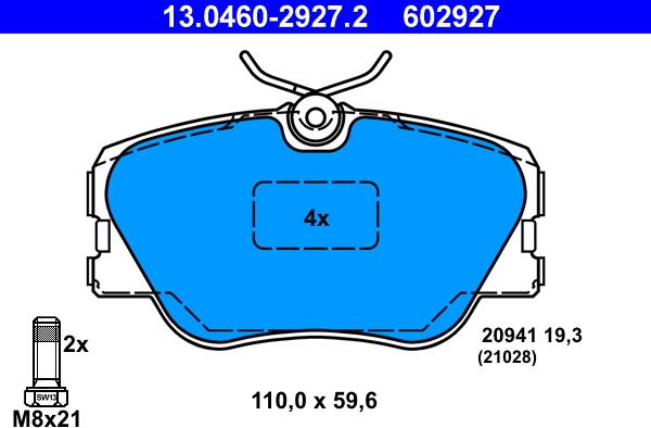 ATE 13.0460-2927.2 - Kit pastiglie freno, Freno a disco autozon.pro