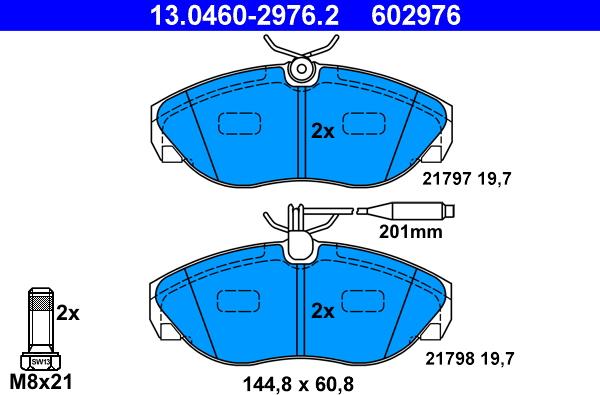 ATE 13.0460-2976.2 - Kit pastiglie freno, Freno a disco autozon.pro