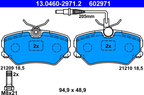 ATE 13.0460-2971.2 - Kit pastiglie freno, Freno a disco autozon.pro