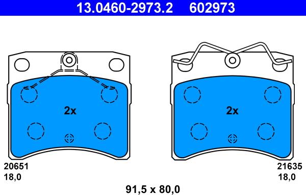 ATE 13.0460-2973.2 - Kit pastiglie freno, Freno a disco autozon.pro