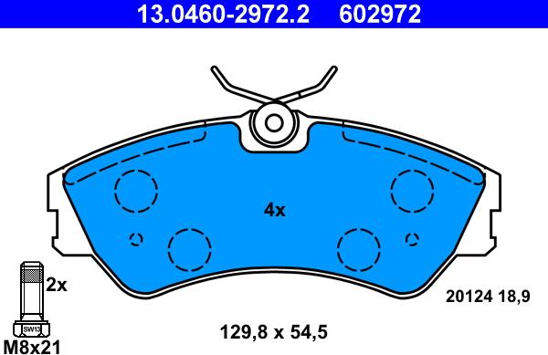 ATE 13.0460-2972.2 - Kit pastiglie freno, Freno a disco autozon.pro