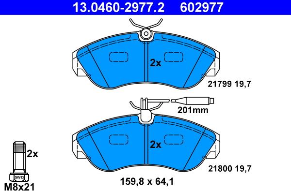 ATE 13.0460-2977.2 - Kit pastiglie freno, Freno a disco autozon.pro