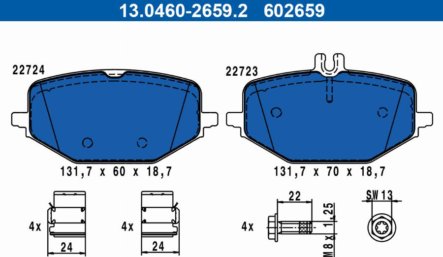 ATE 13.0460-2659.2 - Kit pastiglie freno, Freno a disco autozon.pro