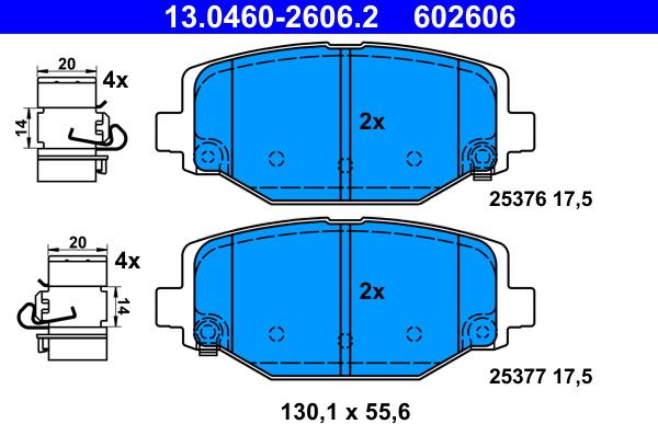 ATE 13.0460-2606.2 - Kit pastiglie freno, Freno a disco autozon.pro