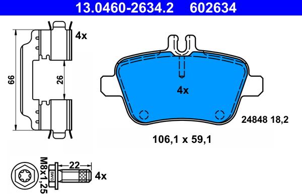 ATE 13.0460-2634.2 - Kit pastiglie freno, Freno a disco autozon.pro