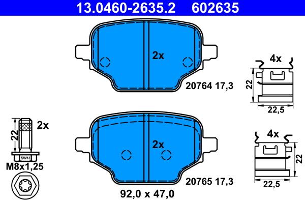 ATE 13.0460-2635.2 - Kit pastiglie freno, Freno a disco autozon.pro