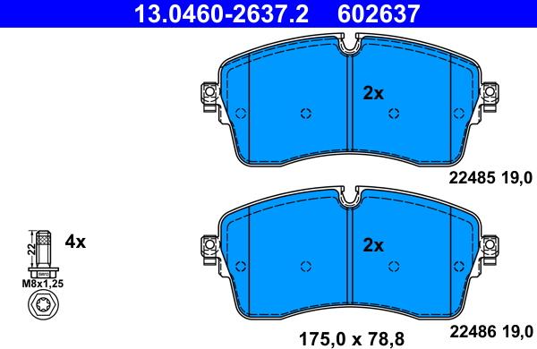 ATE 13.0460-2637.2 - Kit pastiglie freno, Freno a disco autozon.pro