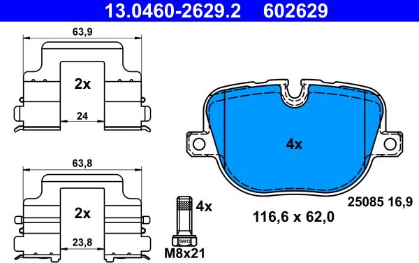 ATE 13.0460-2629.2 - Kit pastiglie freno, Freno a disco autozon.pro