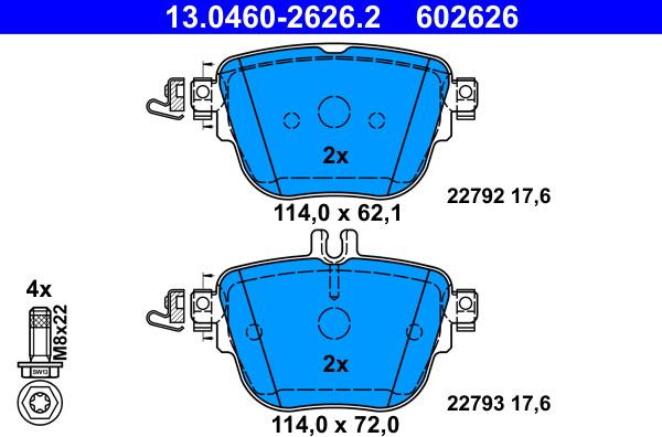 ATE 13.0460-2626.2 - Kit pastiglie freno, Freno a disco autozon.pro