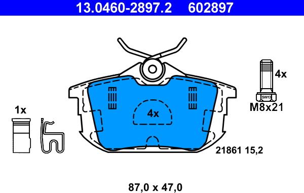 ATE 13.0460-2897.2 - Kit pastiglie freno, Freno a disco autozon.pro