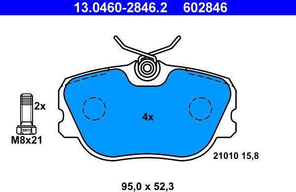 ATE 13.0460-2846.2 - Kit pastiglie freno, Freno a disco autozon.pro