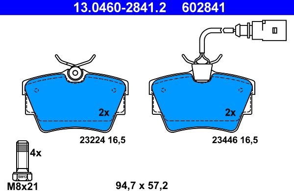 ATE 13.0460-2841.2 - Kit pastiglie freno, Freno a disco autozon.pro