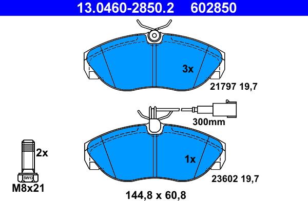 ATE 13.0460-2850.2 - Kit pastiglie freno, Freno a disco autozon.pro